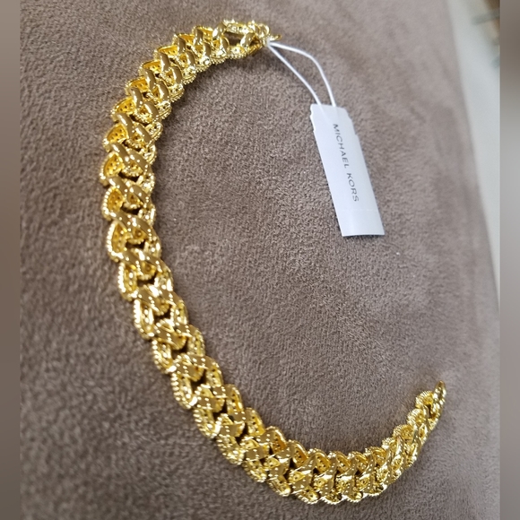 Michael Kors Linked Statement Bracelet Gold Tone Sterling Silver Pave CZ NWT - Picture 9 of 16